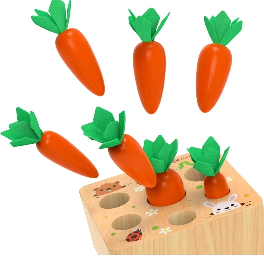 Interactive Wooden Carrot Game for Kids